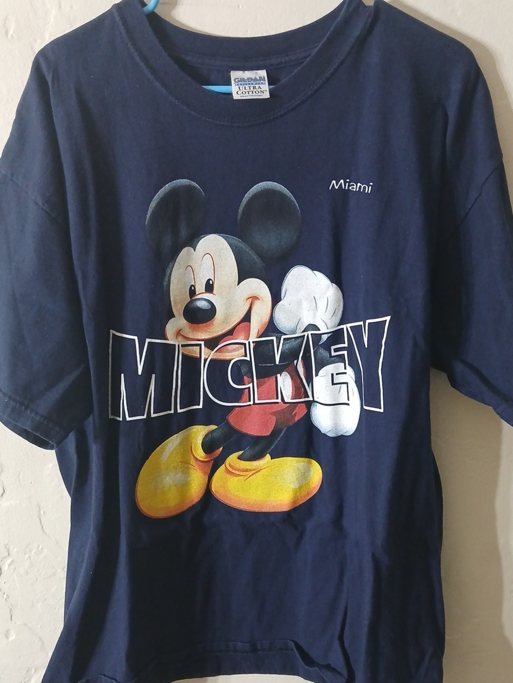 Gildan Navy Mickey Graphic Tee with Yellow Accents Size XL